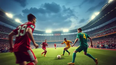 A lone Ecuadorian forward in bright yellow, blue, and red kit (plain, no crest) sprinting across a sun-lit stadium pitch...