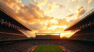 A lone Ecuadorian head coach, mid-30s, standing on the sidelines of a sun-drenched stadium, gesturing passionately while...